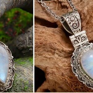Bohemian Moonstone Teardrop Pendant necklace